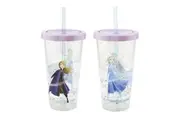 2x Paladone 600ml Frozen 2 Cup Kids Children Travel Drinking Tumbler w Lid Straw