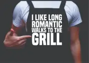 I Like Long Romantic Walks To The Grill Manly Apron Funny BBQ Apron, Men’s Apron