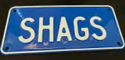 SHAGS BLUE / WHITE MOTORCYCLE NOVELTY NUMBER PLATE