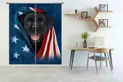 3D Black Labrador A02 Blockout Photo Curtain Fabric Window Vincent Zoe