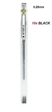 Pilot Hi Tec C 0.25mm Fineliner pen LH-20C25 - 10x BLACK