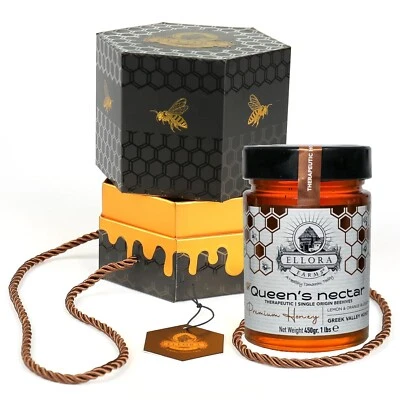 Ellora Farms Raw Greek Honey - Lemon & Orange Blossom - Gift Pack w/ Dipper 1lb.