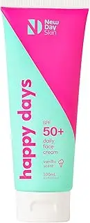 Happy Day SPF 50+ Daily Face Cream 100 ml (Pack of 1) | Skincare Facecream Sunscreen, Sunscreen for All Ages, Face Moisturiser, Natural Tint | Vanilla