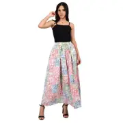 Women Adjustable Skirt Vintage Hippie Gypsy Floral Cotton Hand block Patch work
