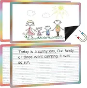 TecUnite 4pcs Jumbo Magnetic Draw & Write Paper 21.5" x 18" Dry Erase Handwriting Lined Paper Magnetic Lined Sheet for School, Office, Kitchen Fridge, Kids Drawing(Colorful)