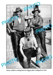 OLD LARGE PHOTO GROUP PORTRAIT AUSTRALIAN SOLDIERS FROM GALLIPOLI c1916 EGYPT
