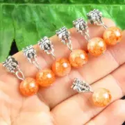7Pcs 10/25mm Orange Dragon Veins Agate Ball Big Hole Pendant Bead SSG5294
