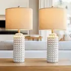 24.5" Modern Ceramic Table Lamps - Bedside Lamps for Bedrooms Set of 2, White La