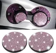 Universal Car Cup Coasters, 2.75 inch Blings Cup Holder Insert Coaster Shockproof Crystal Rhinestone Anti Slip Silicone Vehicle Coaster Interior Accessories (Pink Crystal Rhinestone)