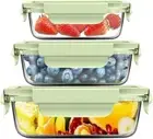 3 Pack Glass Food Storage Containers, Meal Prep, Airtight Bento Boxes with Leak