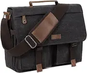 Messenger Bag for Men,Vaschy Water Resistant Canvas 14inch Laptop Shoulder Commuter Bag for Men and Women Dark Gray