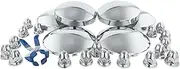 Complete Chrome Hub Covers for Semi Trucks, with 60 pcs Chrome Lug Nut Covers, Kit Include 2 Front Hub Covers and 4 Rear Hub Covers and 60 33mm Lug Nut Covers and 1 Lug Nut Covers Puller