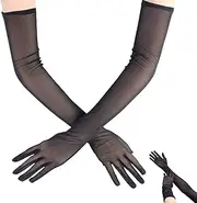 [MALOUSUN] Women's Long Gloves, Tulle Gloves, Nylon Evening Gloves