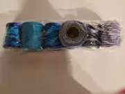 Wrapping 6 Rolls pack wired edge ribbon Blue Purple Silver Christmas Birthday