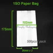 (500pcs) 2SO White Paper Bags Kraft Party Bakery Pie Sandwich Bag Cake Cupcake