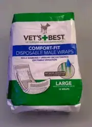 Vet's Best Comfort Fit Disposable Male Dog Wraps Diaper Size L Wetness Indicator