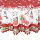 RAY STAR Festive Red Christmas Polyester Tablecloth Stain Resistant Washable