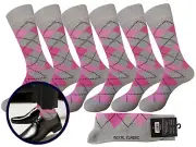 1-3-6 Dress Socks PINK GRAY Argyle Socks Cotton Size 10-13 PREMIUM QUALITY