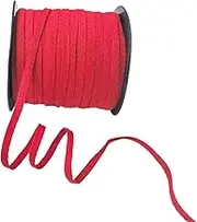 1/4 Inch Red Cotton Herringbone Webbing Tape - 100 Yards Bulk Roll for Gift Wrapping, Tags, Bias Binding, Sewing, Book Binding, Handles for DIY Crafts, Clothing & Packaging