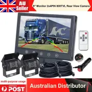 9" Monitor 2x4PIN 800TVL Rear View Reversing Camera 10m Kit For Truck Caravan Rv