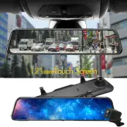12" Stream Media Ultra Touch Screen Rear View Mirror Dual Camera Video Recorer (for: Peugeot)