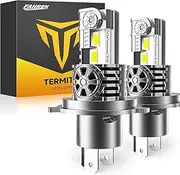 Termitor H4/9003/HB2 Light Bulbs Hi/Low Beam, 36000LM 900% Super Brighter, 6500K Cool White, 1:1 Mini Halogen Size H4/9003/HB2 Accessory Light Bulbs with Cooling Fan, Plug and Play, Pack of 2