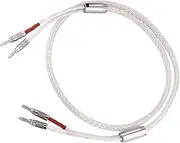 Generic Speaker Cable 7N OFC with Banana Plugs Connector Braided Professional Stereo Loudspeaker Cable for Home Theatre Amplifier, 1.5m