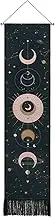Moon Phase Tapestry Moon Tapestry Wall Hanging Art Bohemian Tapestries Cotton Linen Tapestry for Room (Black, 12.8 x 51.2 inches)