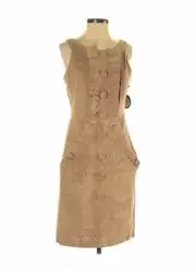 NWT Eva Franco Women's Vegan Suede Ruffle Dress - Brown - Size 4