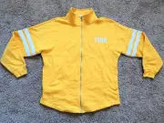 NEW PINK full ZIP yellow varsity logo SWEATSHIRT JACKET TOP - S - OVERSIZED