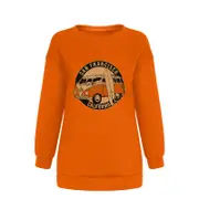 Nevenka Vintage Sweatshirt for Women Bus Graphic Crewneck Fleece Pullover-Orange