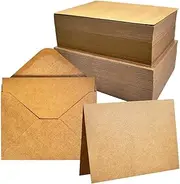 100 Pack Blank Cards with Envelopes 5x7 Inch, Bulk Kraft Paper Greeting Cards for DIY Card Making, Wedding, Birthday, All Occasions