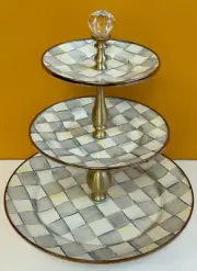 MacKenzie-Childs Sterling Check Sweet Stand (PN 89430-540) Dessert Display. New!