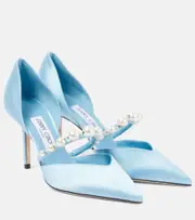 [Jimmy Choo] Jimmy Choo Aurelie 85 embellished satin pumps AU 12 blue