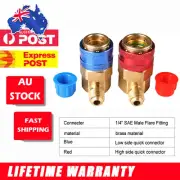 Pair R134A A/C Quick Connector Adapter Fittings Coupler High/Low Manifold Gauge (for: Honda)
