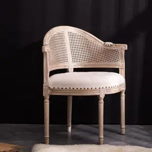 法式復古藤背美式椅子仿古做舊咖啡椅歐式沙發椅酒吧餐廳實木餐椅