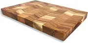 Acacia Wood Chopping Board - Large Cutting Board - Butcher Block with Juice Groove On One Side and Built-in Handles - Thick and Solid 38 x 25 x 3.2cm by BAASK