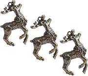 [ULDIGI] 3pcs Brass Deer Pendants for Craft Decor Durable Retro Brass Keychain Charms for Creative Projects and Unique