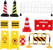Generic 1 Set Traffic Cognitive Vehicle Cognitive Mini Traffic Cones Miniature Traffic Light Road Signs Truck Traffic Signs Crosswalk Signal Barricade Signs Pvc Abs