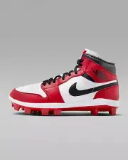 Mens Jordan Retro Mid MCS Baseball Cleats Size 11.5/12/13 WHITE/RED/BLACK-NOLID