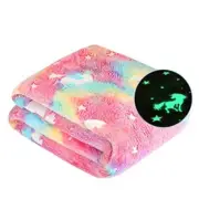 Glow in The Dark Blanket Unicorn Gifts for Kids Girls Teen Birthday Pink