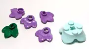 Lego - Plants - Lot of 6 - Purple Green Light Blue, 1 x 1 Round with 3 Leaves