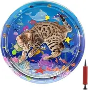 Rissunkv Water Mat for Cats | Pet Water Bed Cat Play Mat - Foldable Pad Comfortable Bed Interactive Toy for Hot Weather Small Medium Large Animals