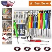 Complete Carpenter Pencil Combo: 27 Pencils, 100 Refill Leads & Scribing Tools