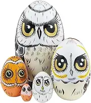 Russian Dolls Nesting Dolls Set of 5 Owl Nesting Dolls Egg Shape Wooden Russian Nesting Dolls Animal Matryoshka Dolls Home Decor Stacking Dolls Matryoshka Dolls