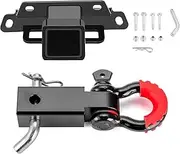 WeiSen Rear Hitch Receiver for Standard 2'' Attachments & 2" Shackle Hitch Receiver with 3/4'' D Ring Shackle, 7/8" Locking Pin Compatible with 2020-2023 Kawasaki Teryx KRX 4 1000