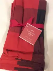 Pottery Barn Buffalo Check Napkins Four (4) New! Red Black Christmas Lodge
