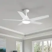 Matte White 48 in LED Indoor Outdoor Ceiling Fan with Remote Control