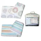 Sandringham Twin Pack Multi Colour Floral/Striped Polar Fleece Throw/Blanket ...