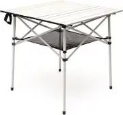 Aluminum Folding Camping Table - Lightweight Portable Picnic Table with Storage
